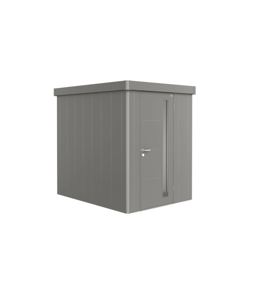 CASETTA DA GIARDINO BIOHORT "NEO 2A" IN ACCIAIO ZINCATO COLORE GRIGIO QUARZO METALLIZZATO CON PORTA BATTENTE SEMPLICE 180X236X222 CM - COD. 87006