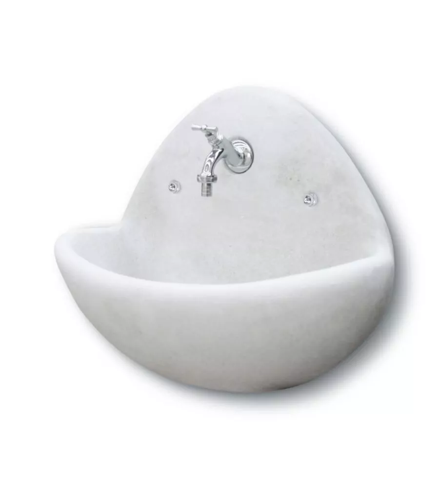 FONTANA BACINELLA DA MURO "FRADUSTA" ANTICATA COLORE BIANCO -  54X25X56 CM