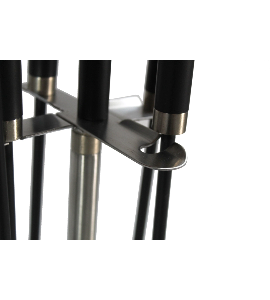 SET 4 ACCESSORI PER CAMINETTO, STUFA A LEGNA E BARBECUE, COMPLETO DI 4 PEZZI CON PALETTA, SCOPA, PINZA E SMUOVI BRACE