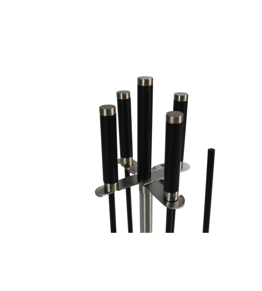 SET 4 ACCESSORI PER CAMINETTO, STUFA A LEGNA E BARBECUE, COMPLETO DI 4 PEZZI CON PALETTA, SCOPA, PINZA E SMUOVI BRACE
