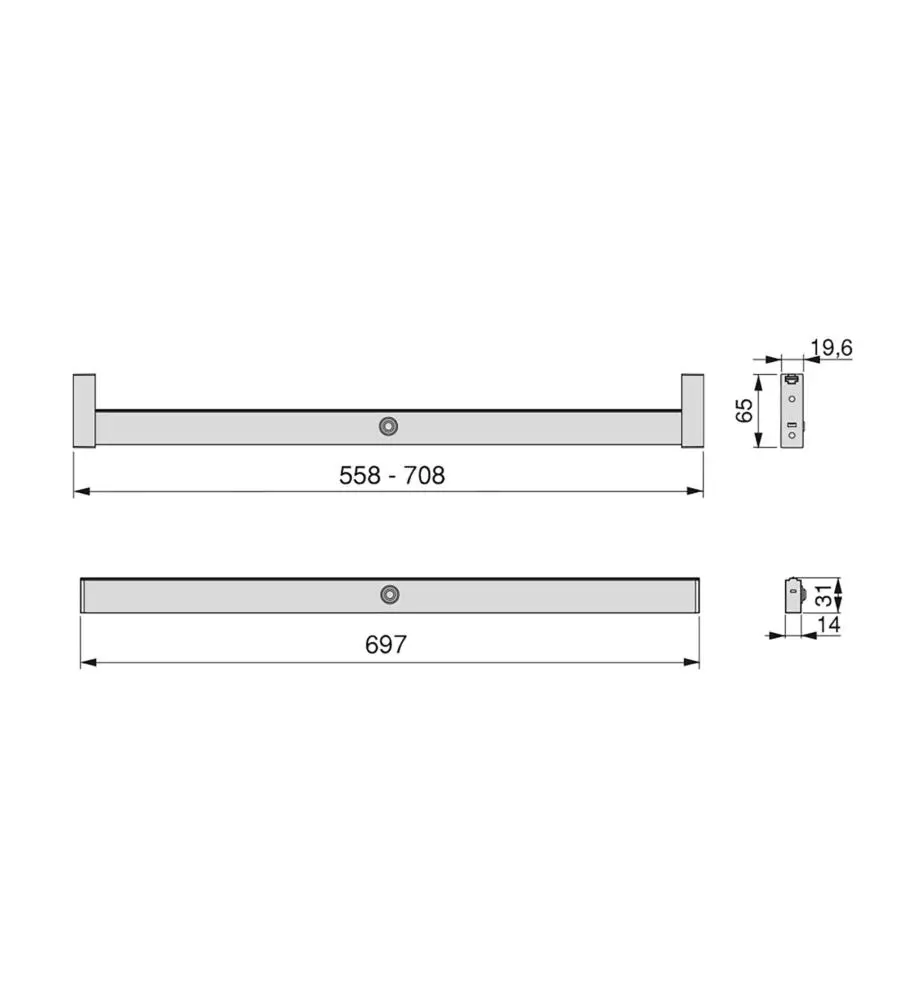 BARRA APPENDIABITI CON LUCE LED, 558-708 MM