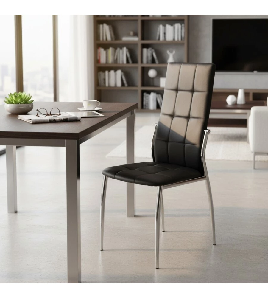 Sedia Bellahome "Madeira" ecopelle nera 44x54x100 cm