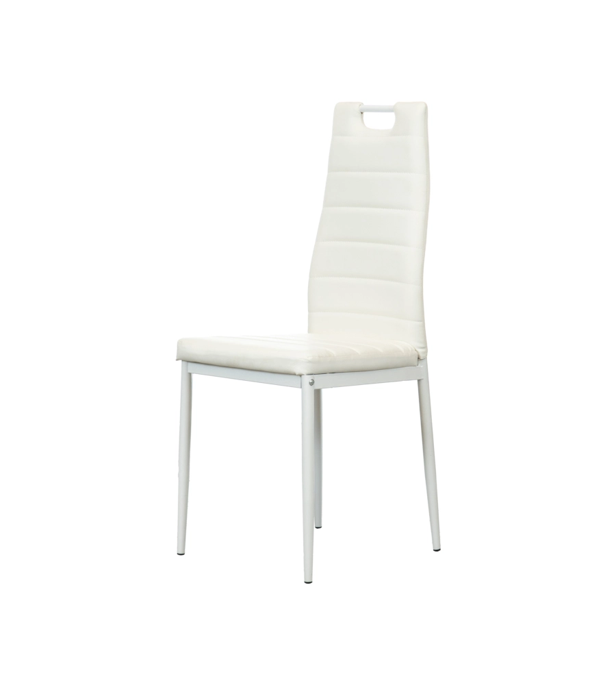 SEDIA DA PRANZO "LANZAROTE" IN ECOPELLE BIANCO 42X49X97 CM