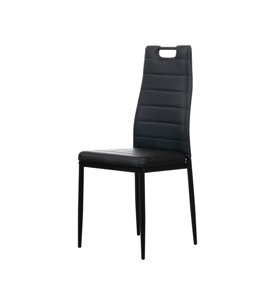 SEDIA DA PRANZO "LANZAROTE" IN ECOPELLE NERO 42X49X97 CM