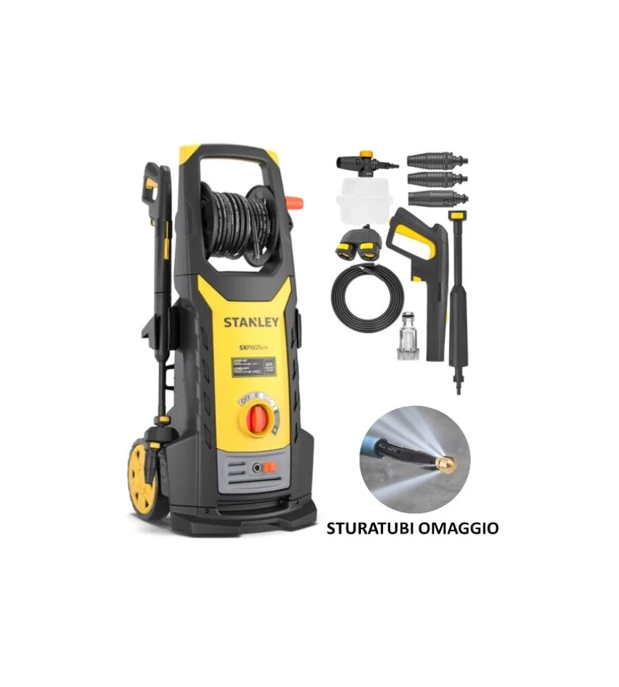 IDROPULITRICE ELETTRICA A FREDDO STANLEY "25DE" CON STURATUBI 150 BAR 810 L/H 2500 W