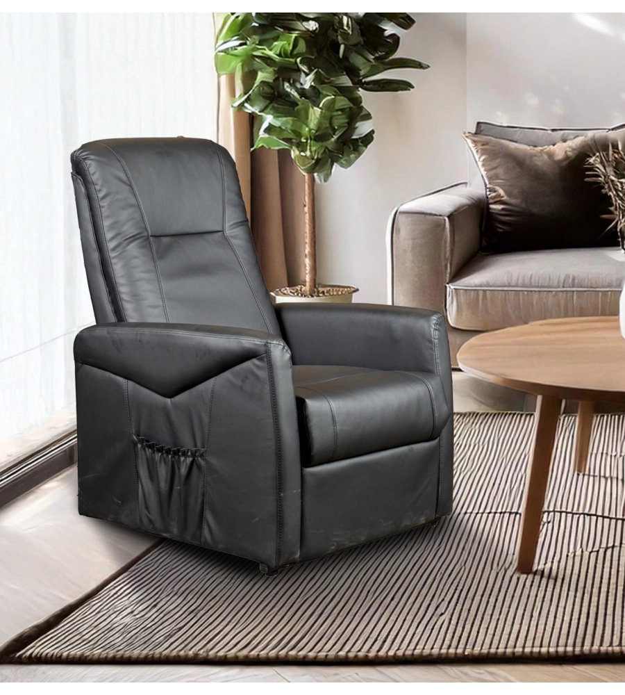 POLTRONA MASSAGGIANTE BELLAHOME "SIENA" CON RECLINER ELETTRICO IN ECOPELLE NERO 75X93X105 CM