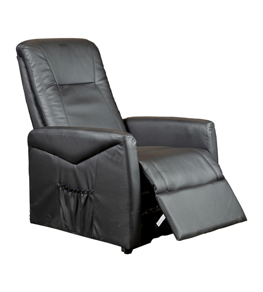 POLTRONA MASSAGGIANTE BELLAHOME "SIENA" CON RECLINER ELETTRICO IN ECOPELLE NERO 75X93X105 CM
