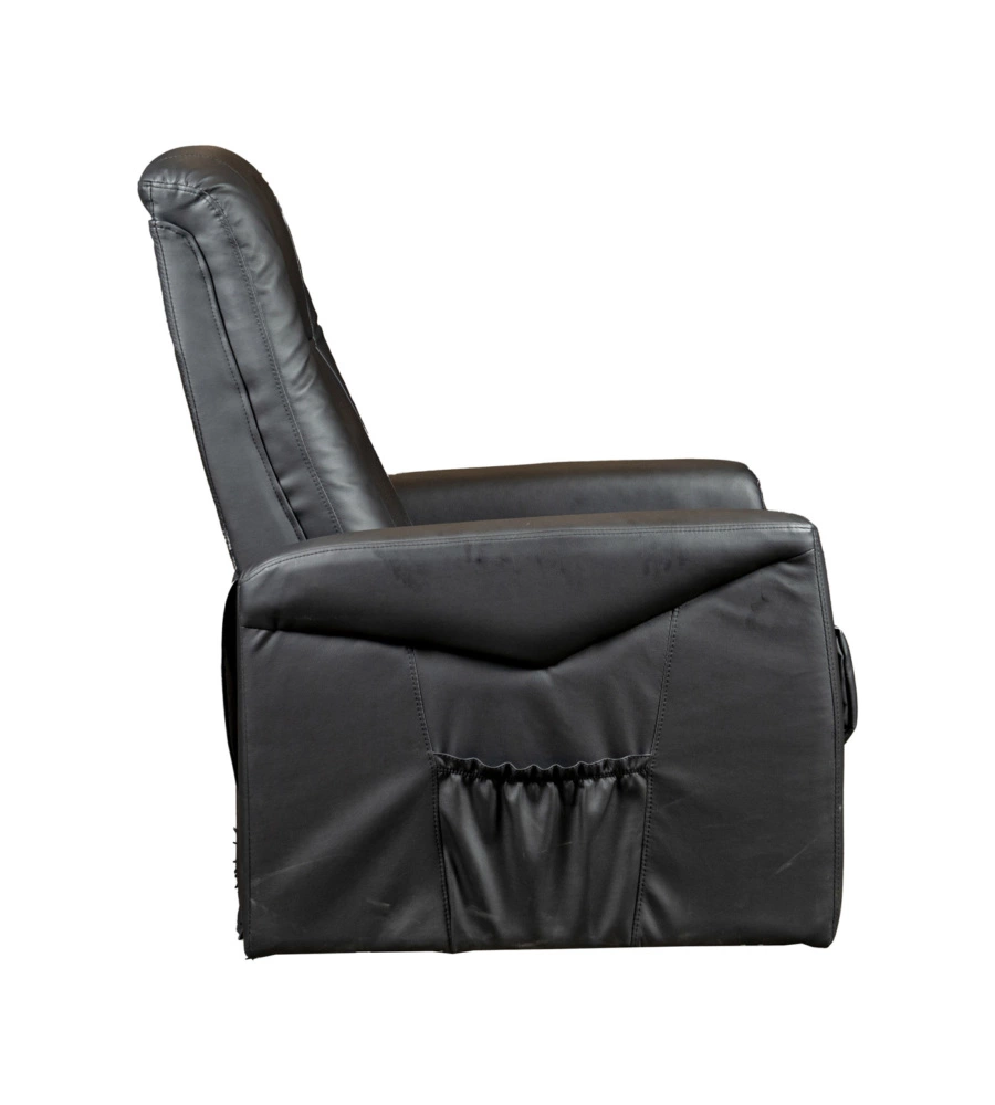 POLTRONA MASSAGGIANTE BELLAHOME "SIENA" CON RECLINER ELETTRICO IN ECOPELLE NERO 75X93X105 CM