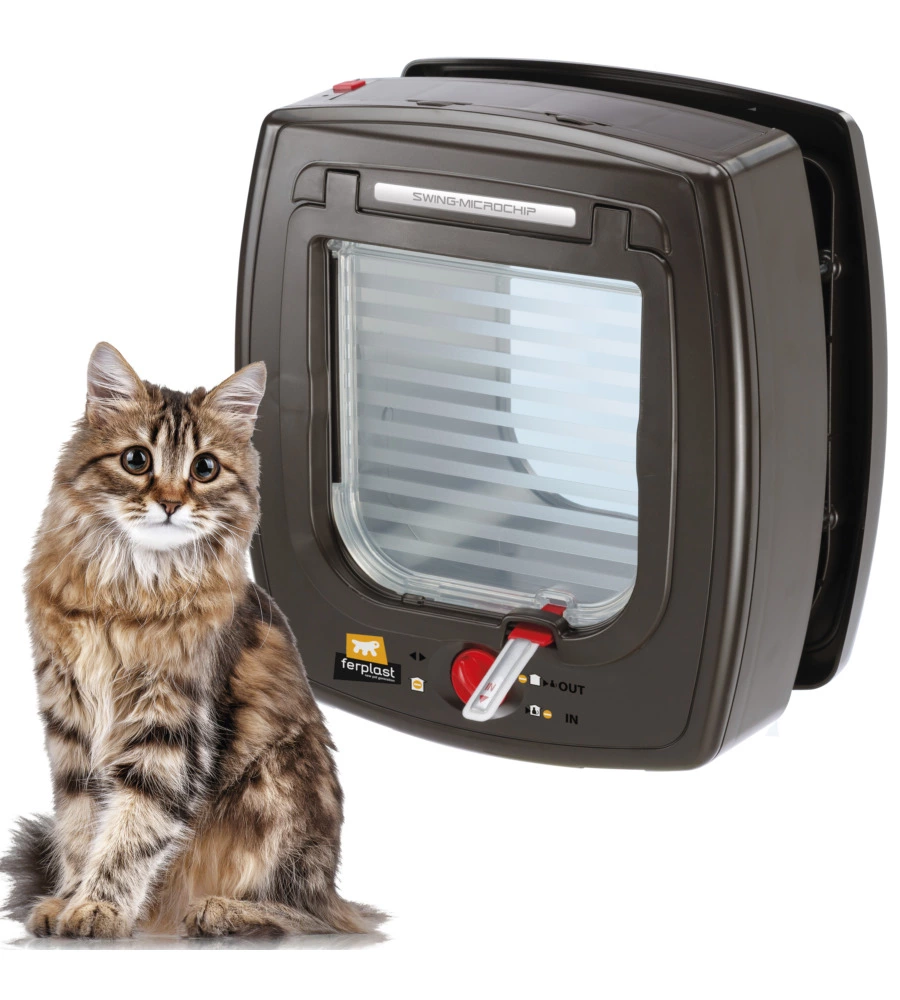 PORTINA PER GATTI FERPLAST "MICROCHIP" CON CHIUSURA 4 VIE E PROTEZIONE ARIA IN PLASTICA MARRONE 22,5X16,2X25,2 CM
