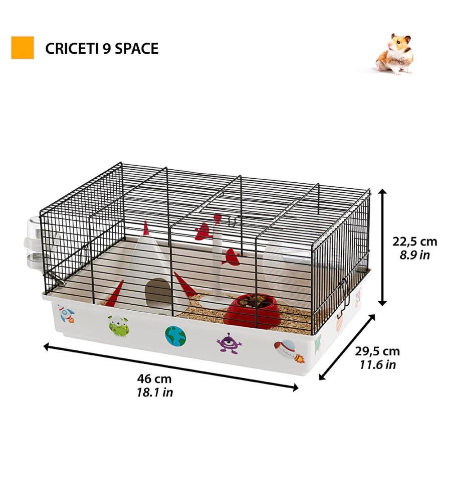 GABBIA PER CRICETI "SPACE", 46X29,5X23 CM - FERPLAST