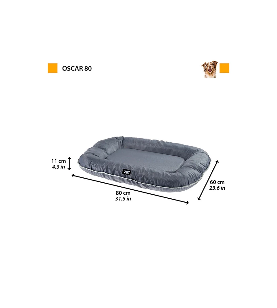 CUSCINO PER CANI "OSCAR 80" GRIGIO, 80X60X11 CM - FERPLAST