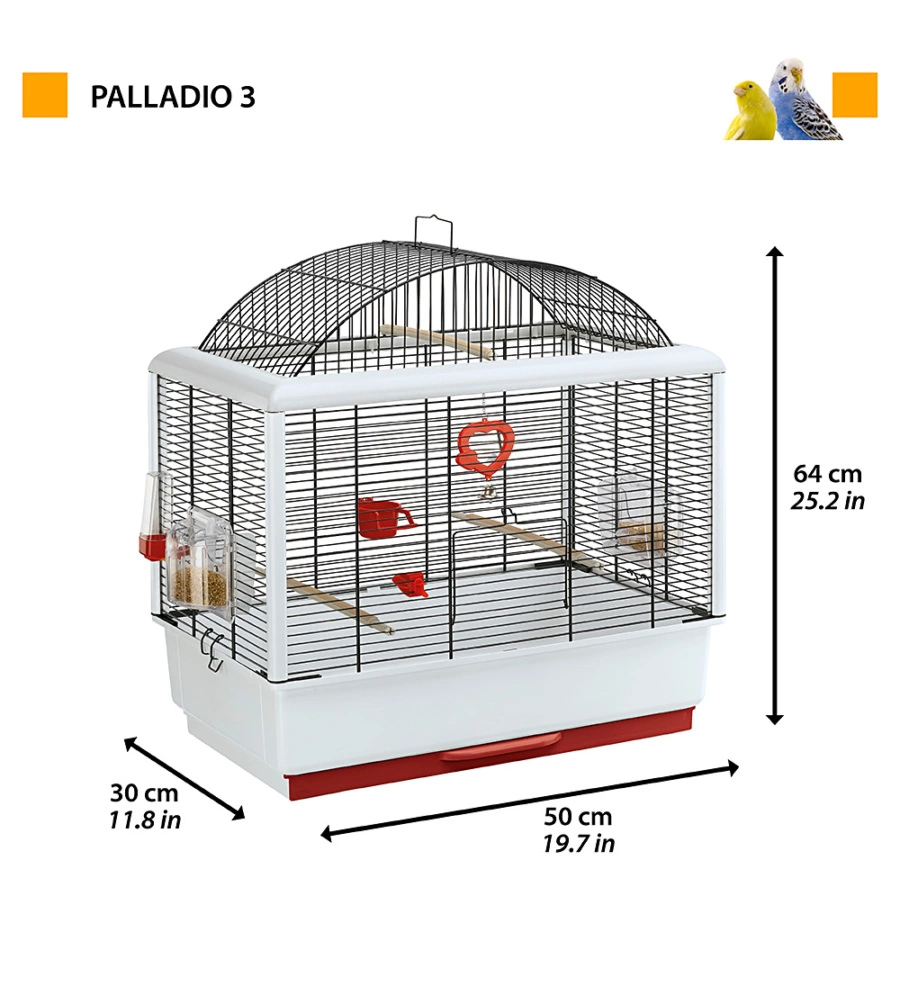 GABBIA PER UCCELLI "PALLADIO 3", 50X30X64 CM - FERPLAST