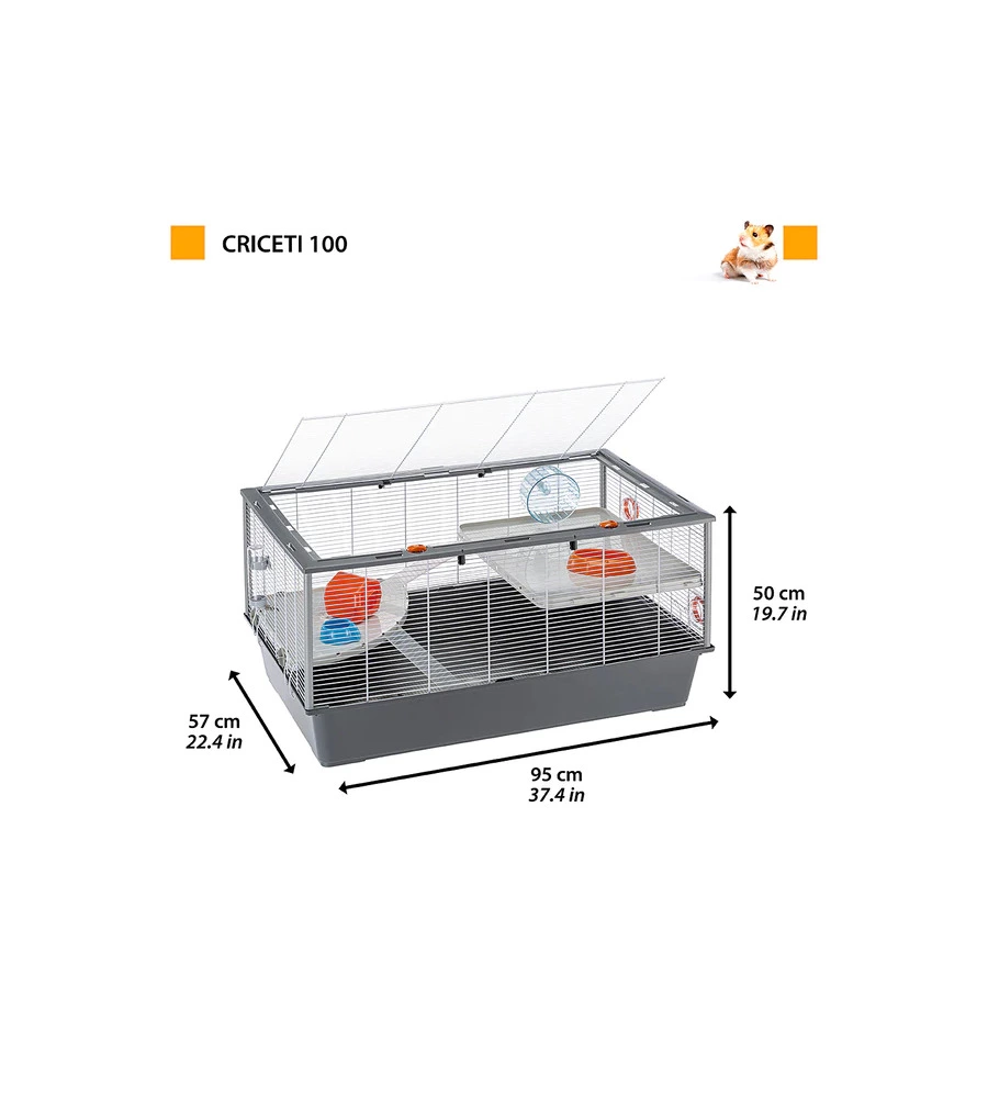 GABBIA PER CRICETI "CRICETI 100", 95X57X50 CM - FERPLAST