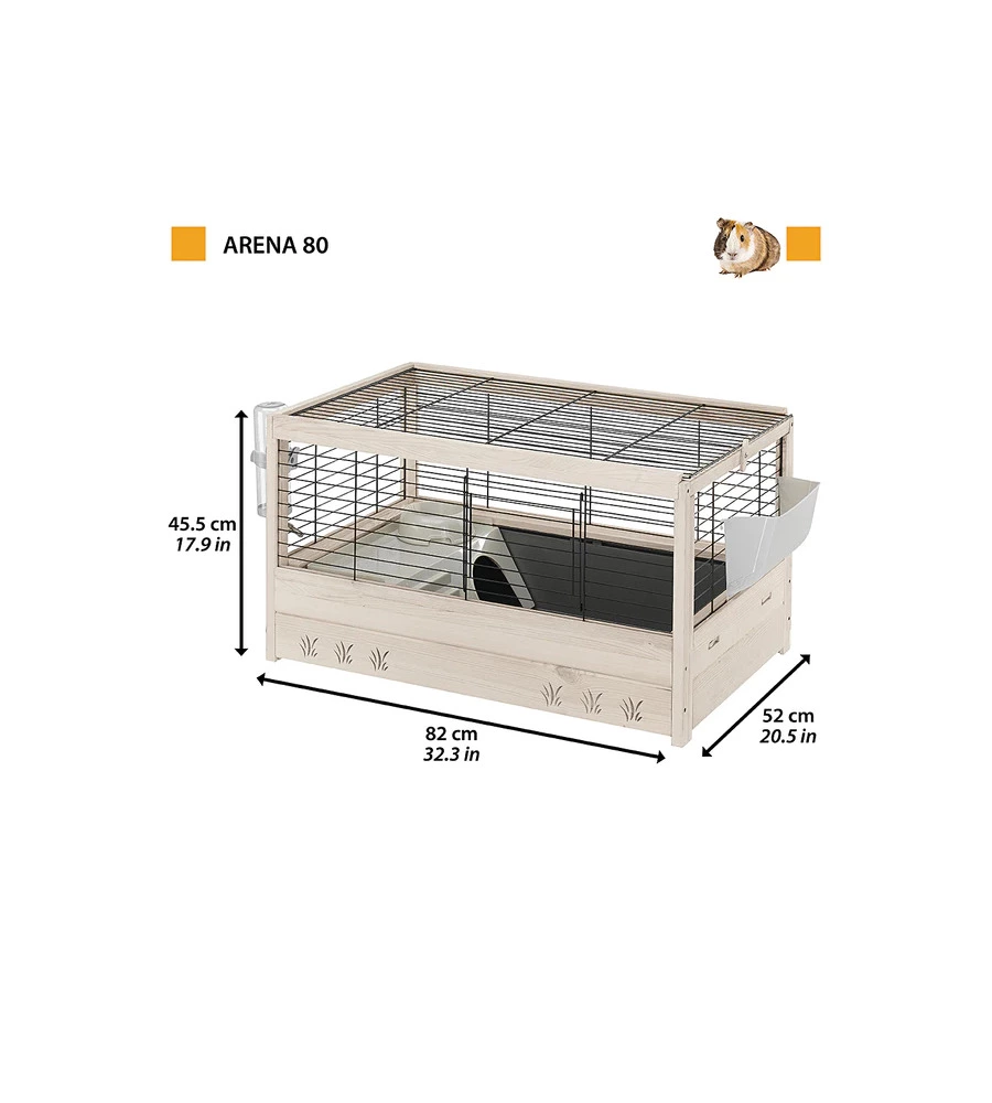 GABBIA PER CONIGLI E PORCELLINI D'INDIA "ARENA 80", 82X52X45,5 CM - FERPLAST