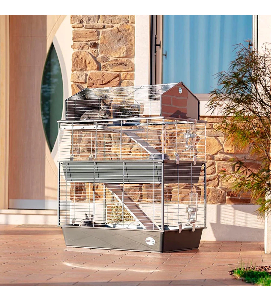 GABBIA PER CONIGLI "BARN 100 DOUBLE", 95X57X121 CM - FERPLAST