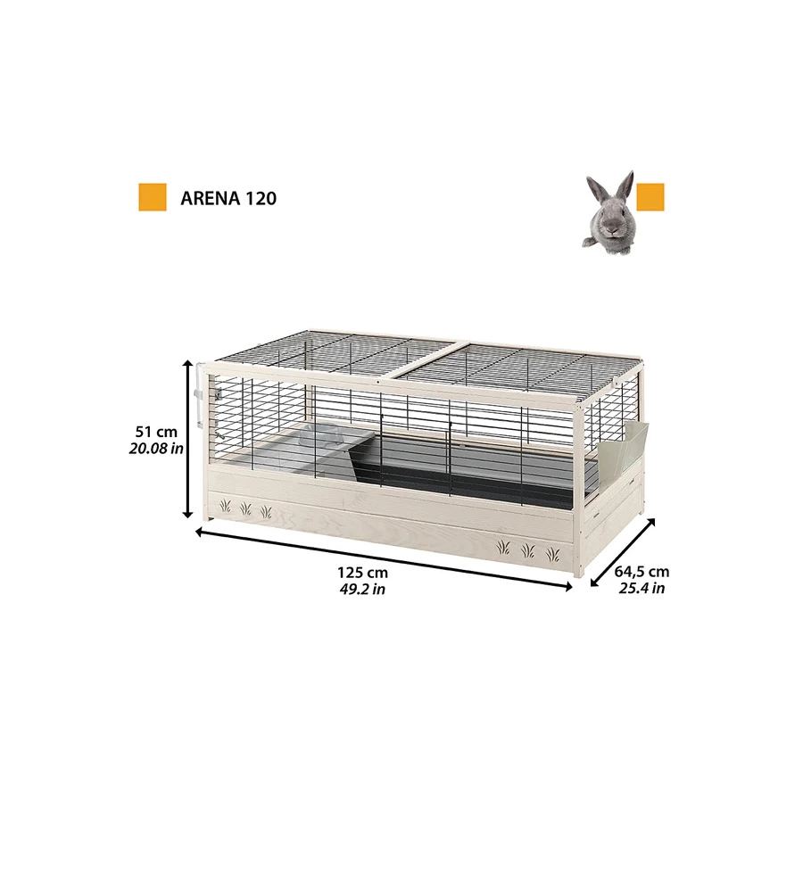 GABBIA PER CONIGLI "ARENA 120", 125X64,5X51 CM - FERPLAST