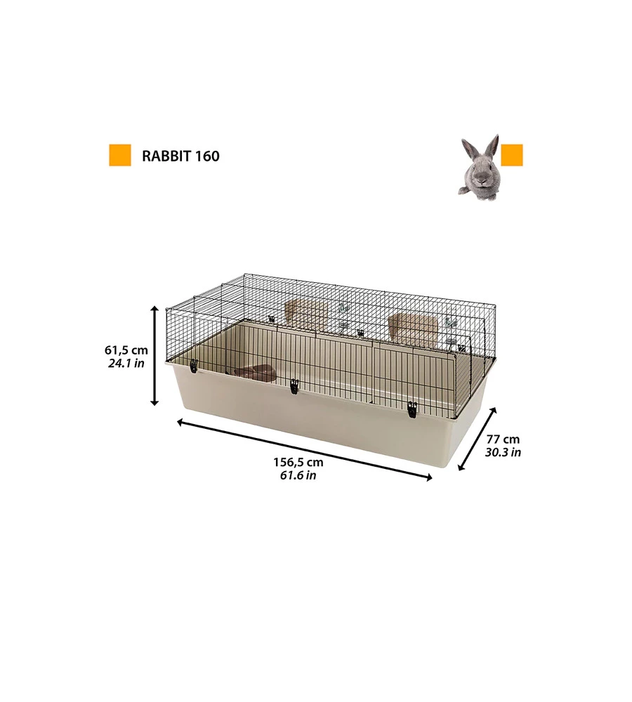 GABBIA PER CONIGLI "RABBIT 160", 156,5X77X61,5 CM - FERPLAST