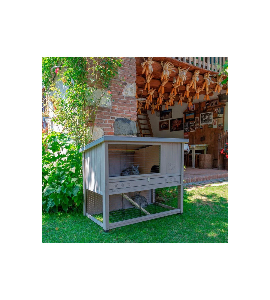 CONIGLIERA IN LEGNO "RANCH 100",  95X64,5X84,5 CM - FERPLAST