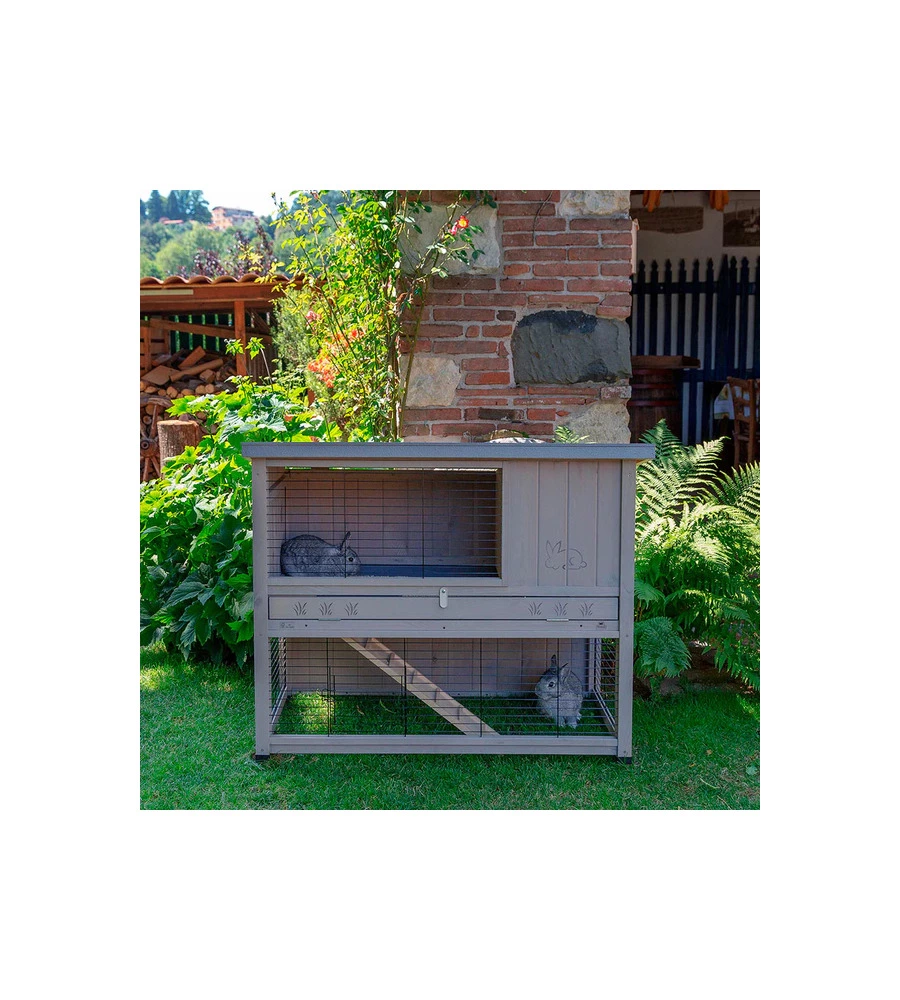 CONIGLIERA IN LEGNO "RANCH 100",  95X64,5X84,5 CM - FERPLAST