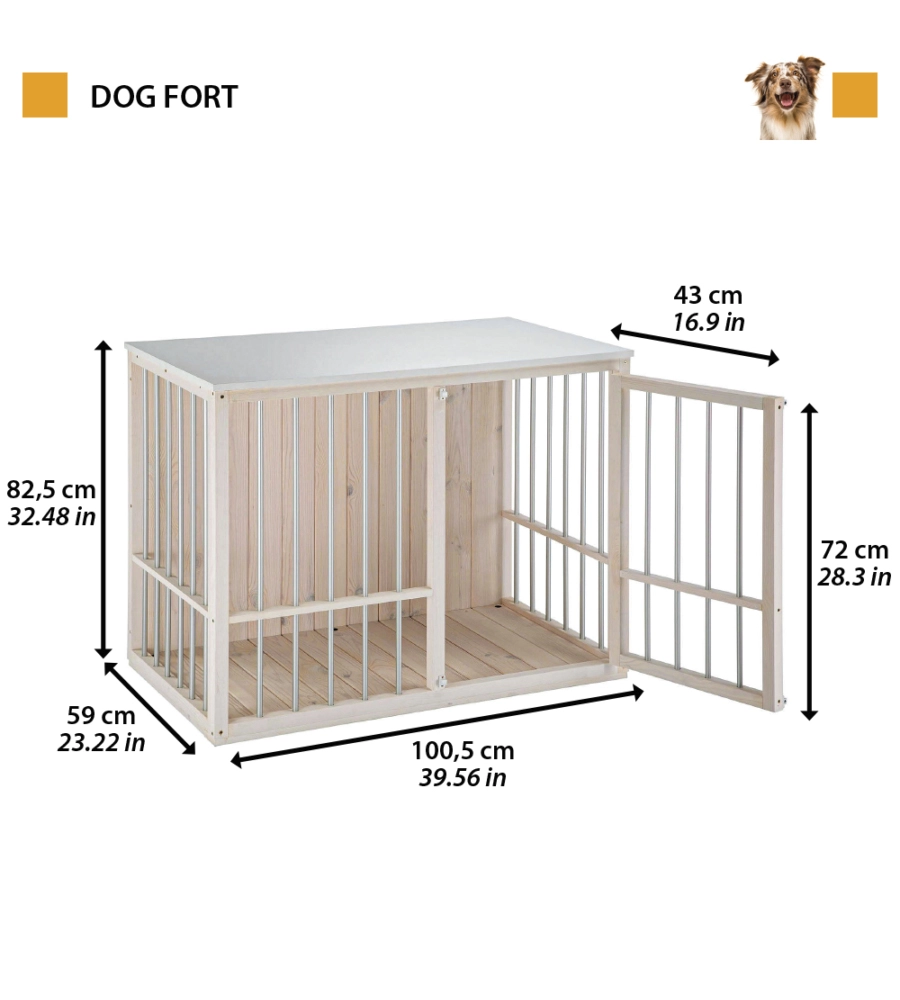CUCCIA PER CANI DA INTERNO FERPLAST "DOG FORT" IN LEGNO 100,5X59X82,5 CM