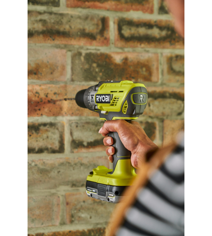 TRAPANO AVVITATORE A PERCUSSIONE A BATTERIA RYOBI "R18PD3-0" 2 VELOCITA' 18V, SOLO CORPO MACCHINA