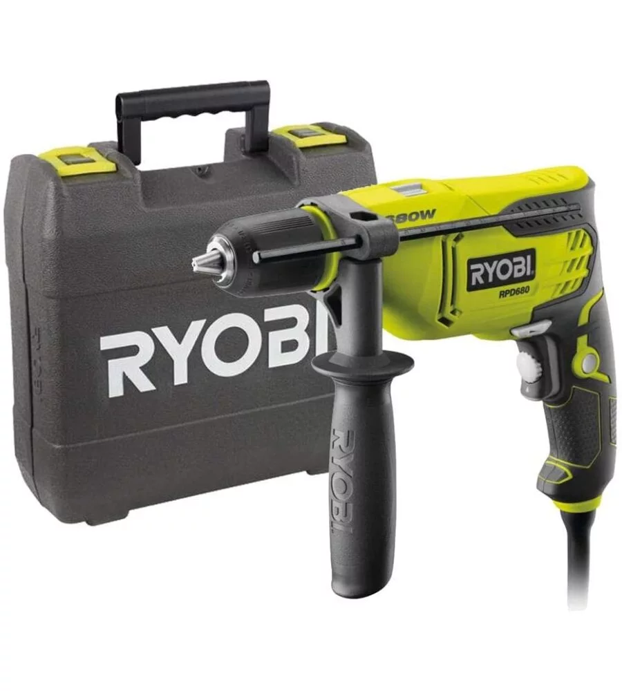KIT VALIGETTA TRAPANO A PERCUSSIONE ELETTRICO RYOBI "RPD680-K" 680 W