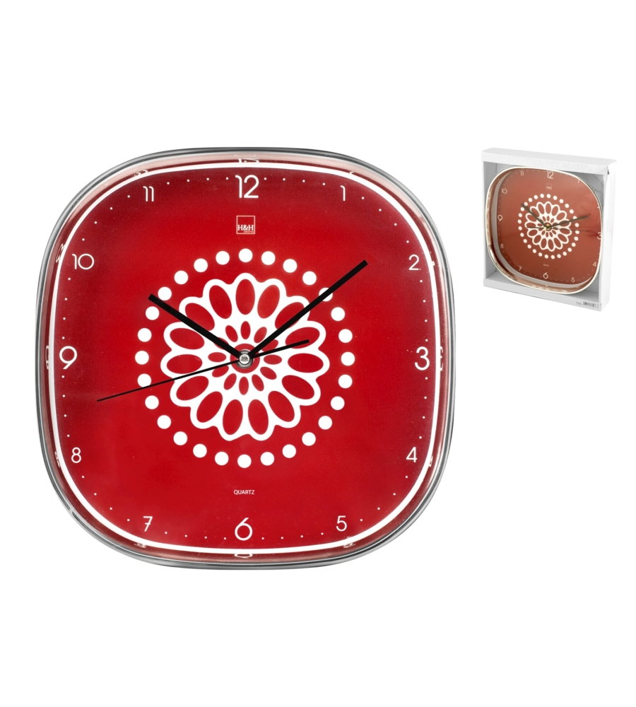 OROLOGIO DA PARETE - QUADRATO ROSSO - 30 CM