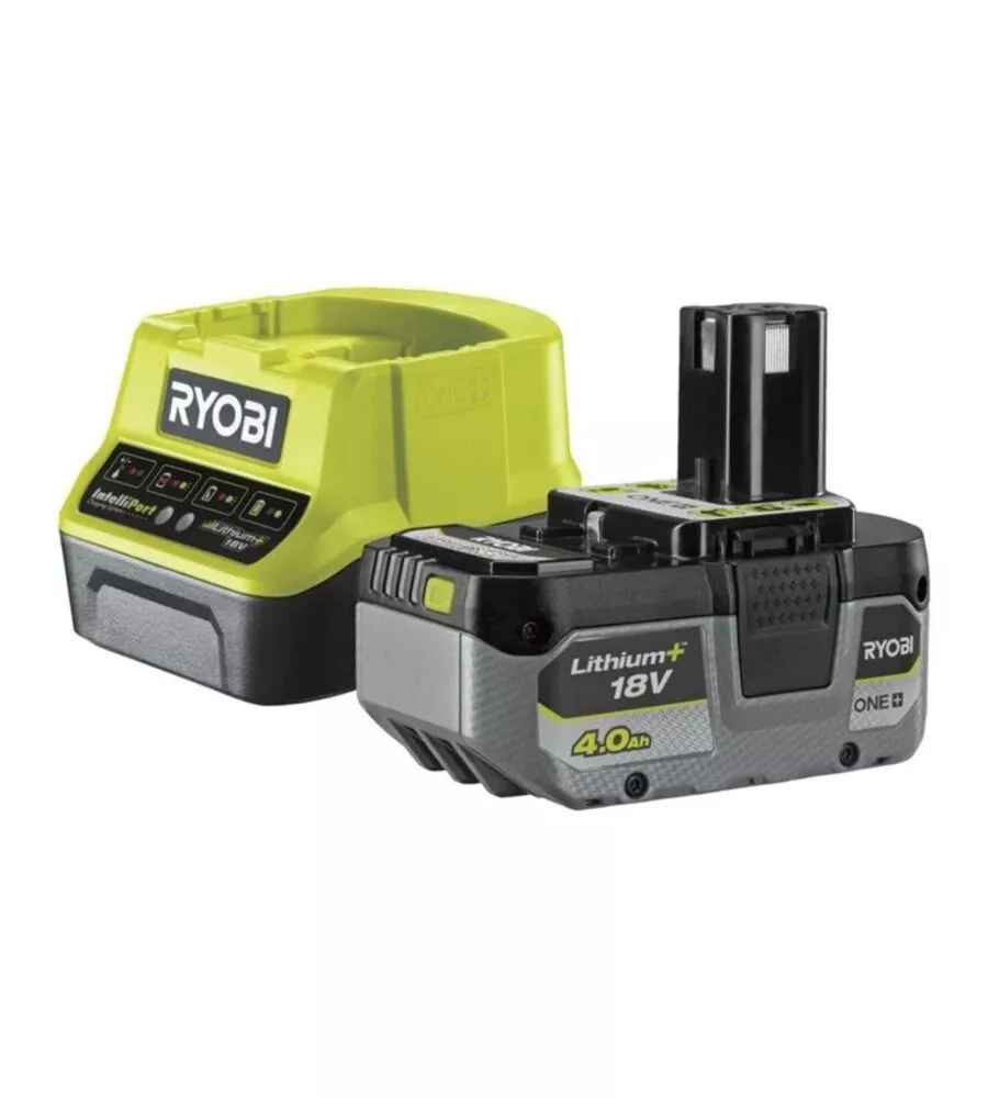 KIT CARICABATTERIE SINGOLO E BATTERIA DI RICAMBIO RYOBI "RC18120-140X" 18V 4AH