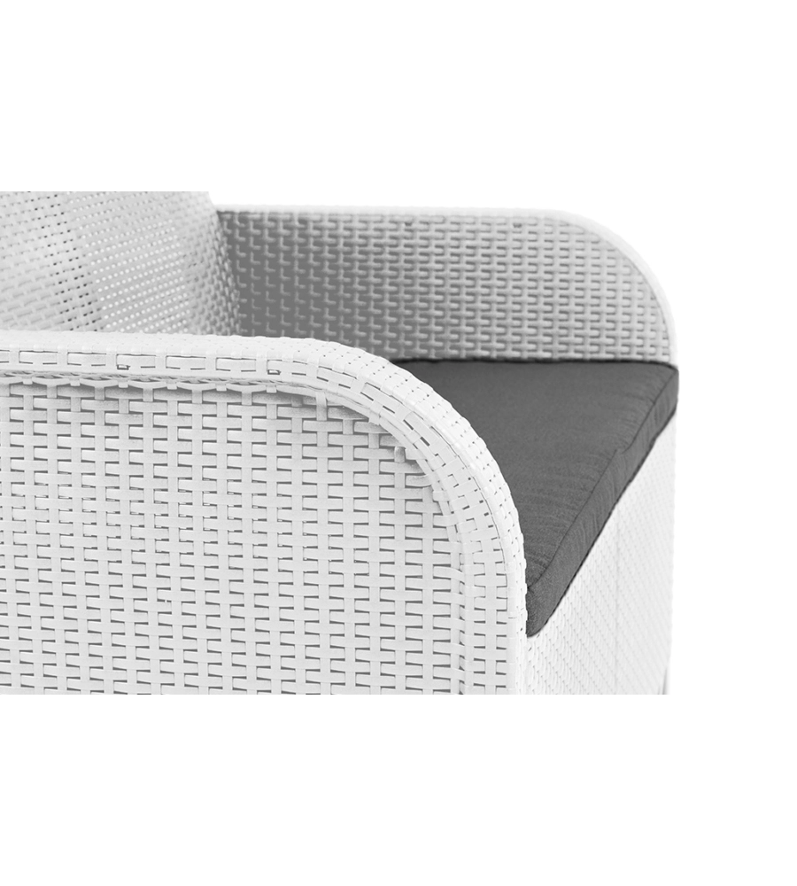 SET DA GIARDINO "ROSALIE LOUNGE" CON DUE POLTRONE, DIVANO 2 POSTI E TAVOLINO COLORE BIANCO - KETER