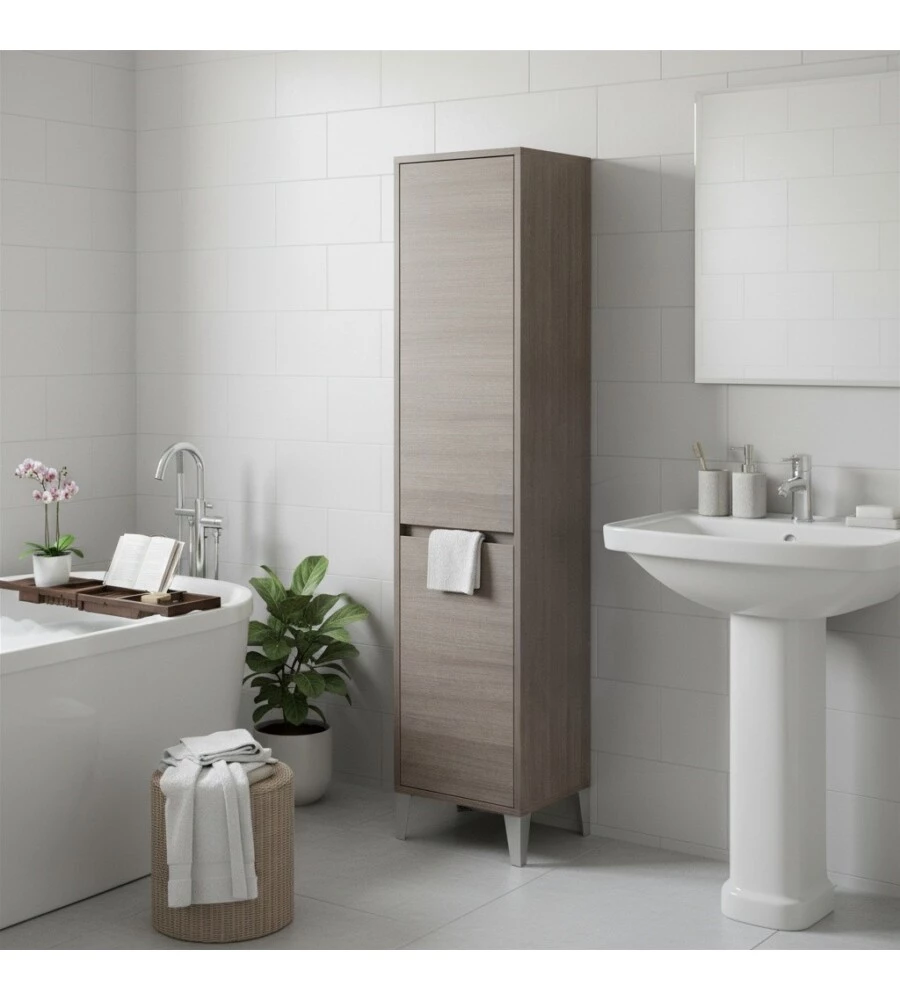 COLONNA PORTA BIANCHERIA ROVERE SCURO 40X35X183 CM