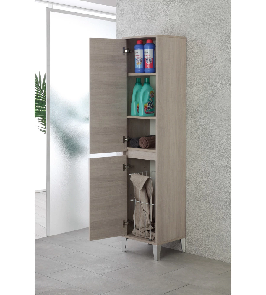 COLONNA PORTA BIANCHERIA ROVERE SCURO 40X35X183 CM