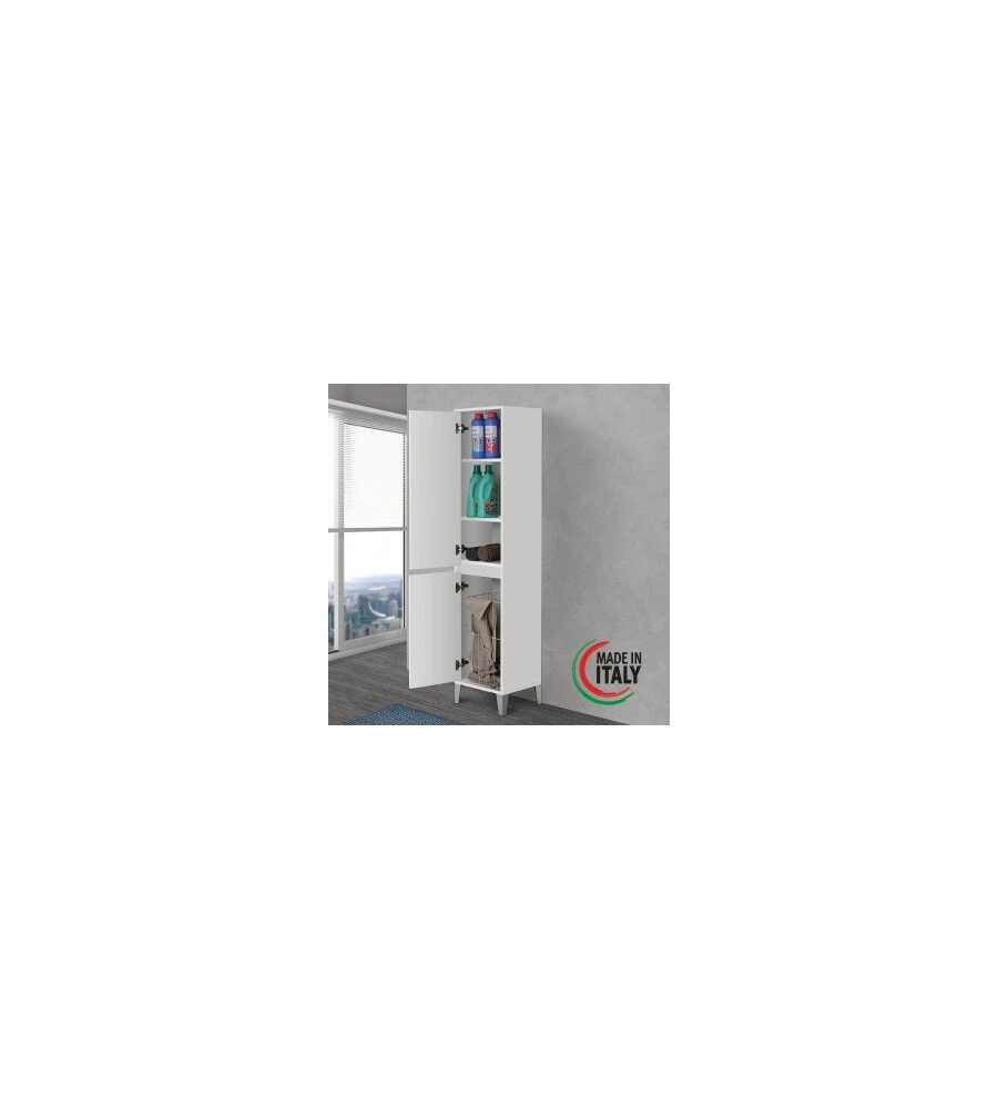 COLONNA PORTA BIANCHERIA BIANCA 40X35X183 CM