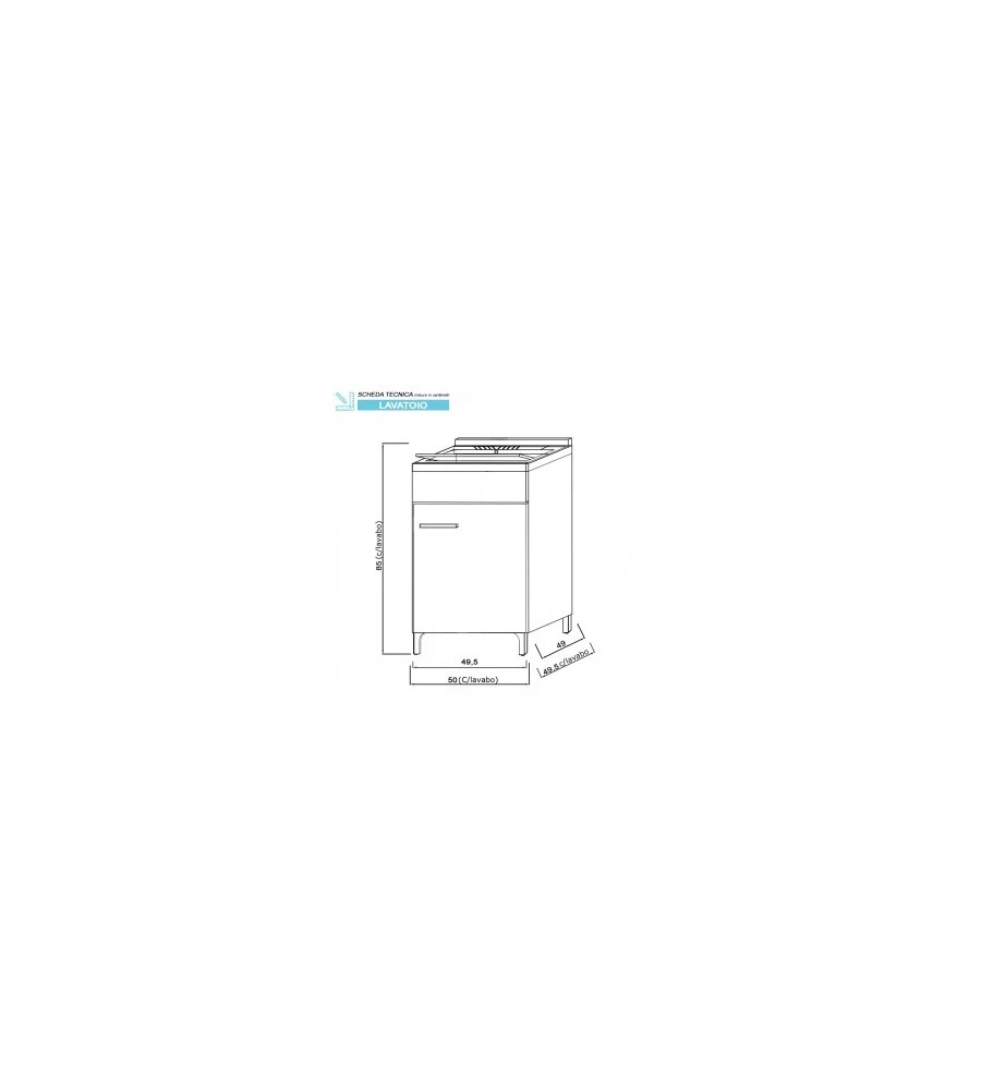 LAVATOIO "SLIM" BIANCO LUCIDO, 50X50X83 CM