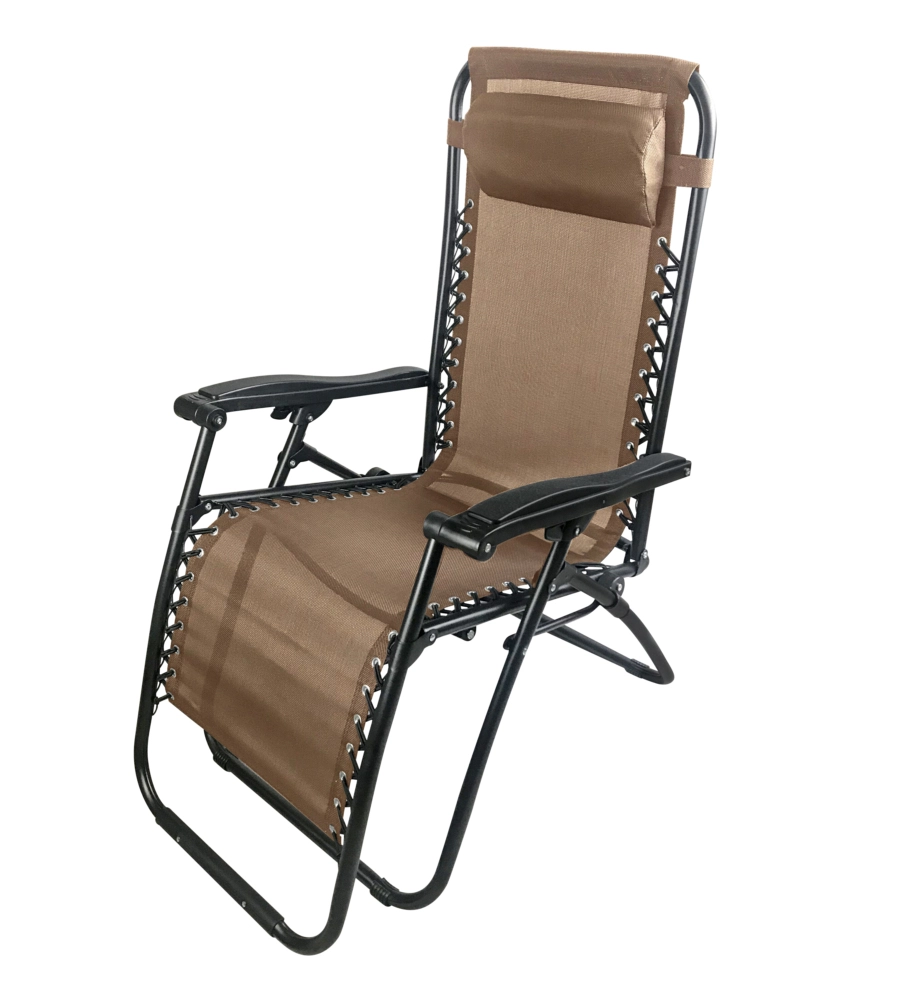 SDRAIO DA GIARDINO MULTIPOSIZIONE CON CUSCINO ESSENZA "SIESTA" IN ACCIAIO E TEXTILENE MARRONE 90X65X110 CM