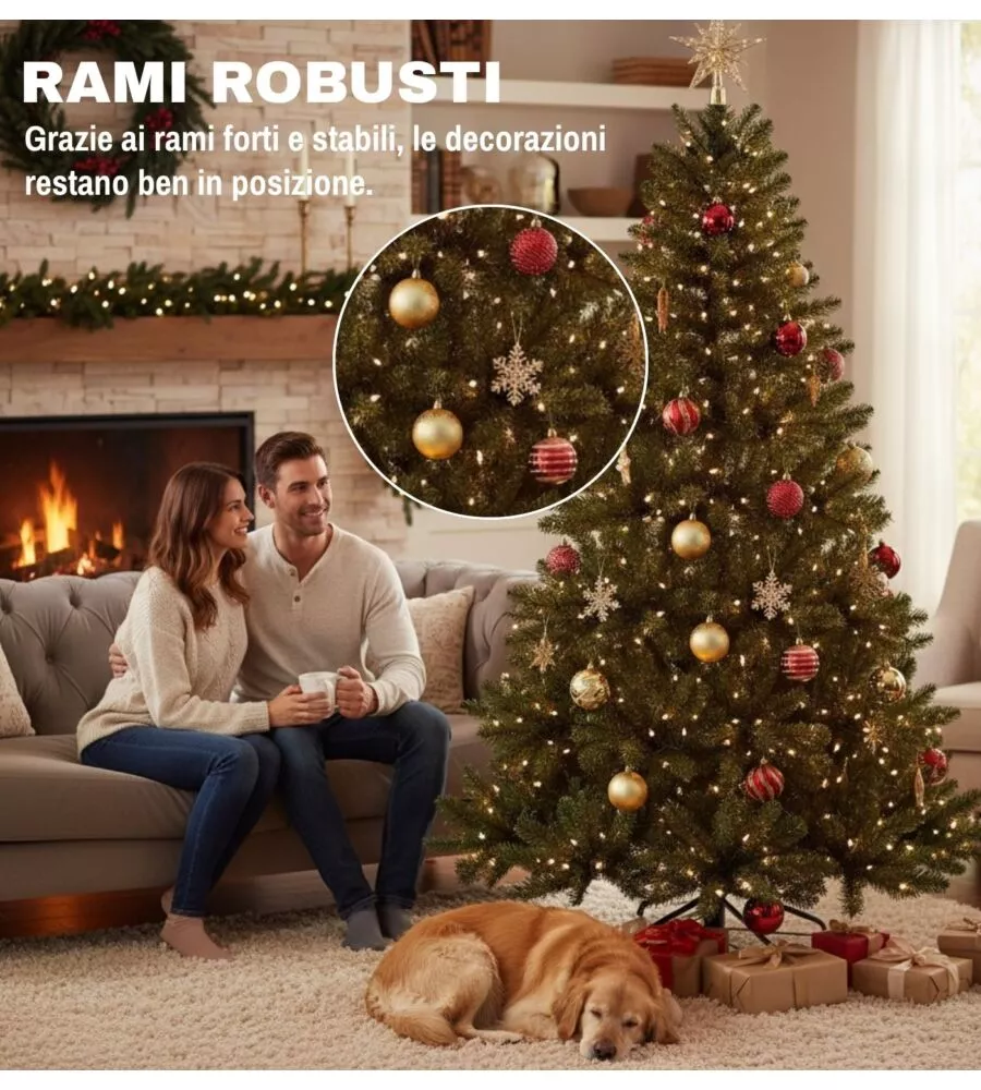 ALBERO DI NATALE ARTIFICIALE XMAS JOY "STELLA" VERDE CON LED INTEGRATI BIANCO CALDO 180 CM