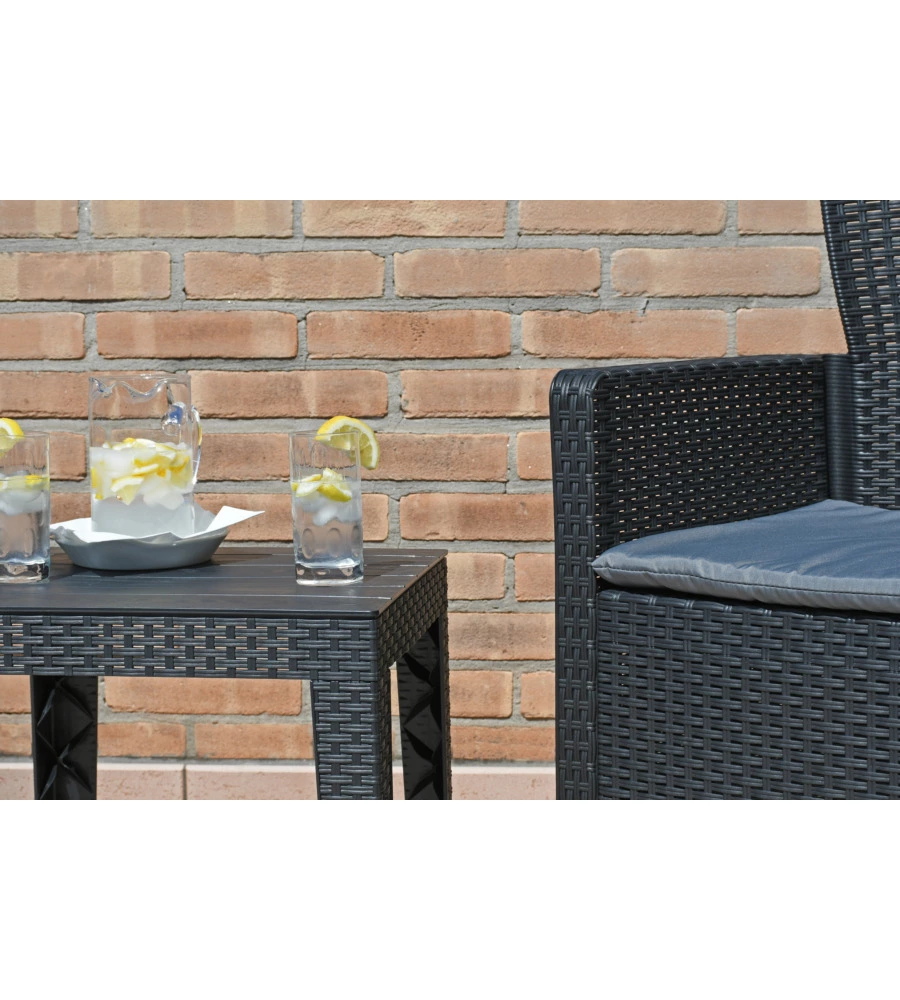 SET DA GIARDINO "CUBA" ANTRACITE, 2 POLTRONE E TAVOLINO
