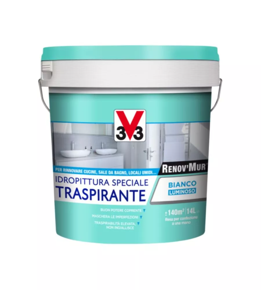 IDROPITTURA TRASPIRANTE V33 "RENOV'MUR" BIANCO OPACO 14 LT