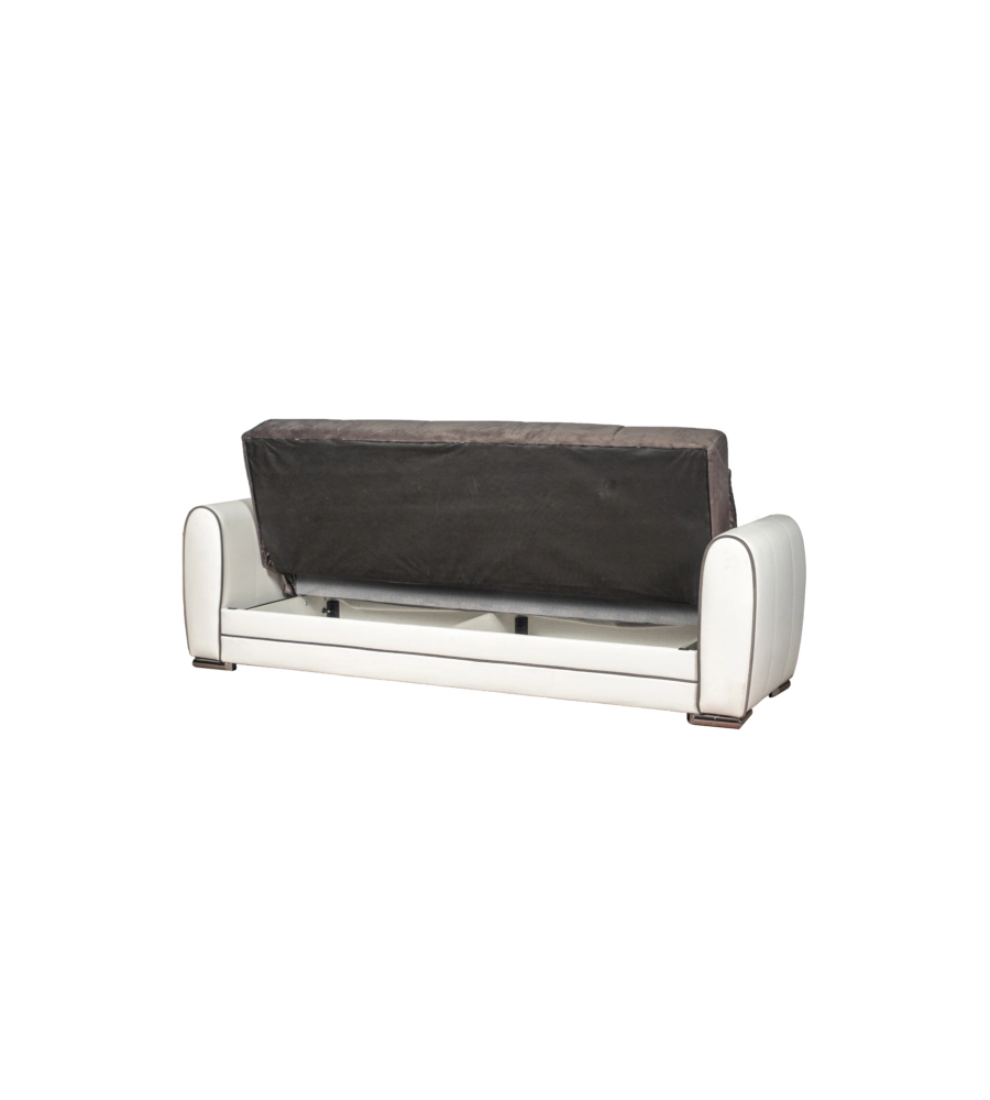 DIVANO LETTO "APOLLO" 3 POSTI IN ECOPELLE GRIGIO E BIANCO, 220X84X91 CM
