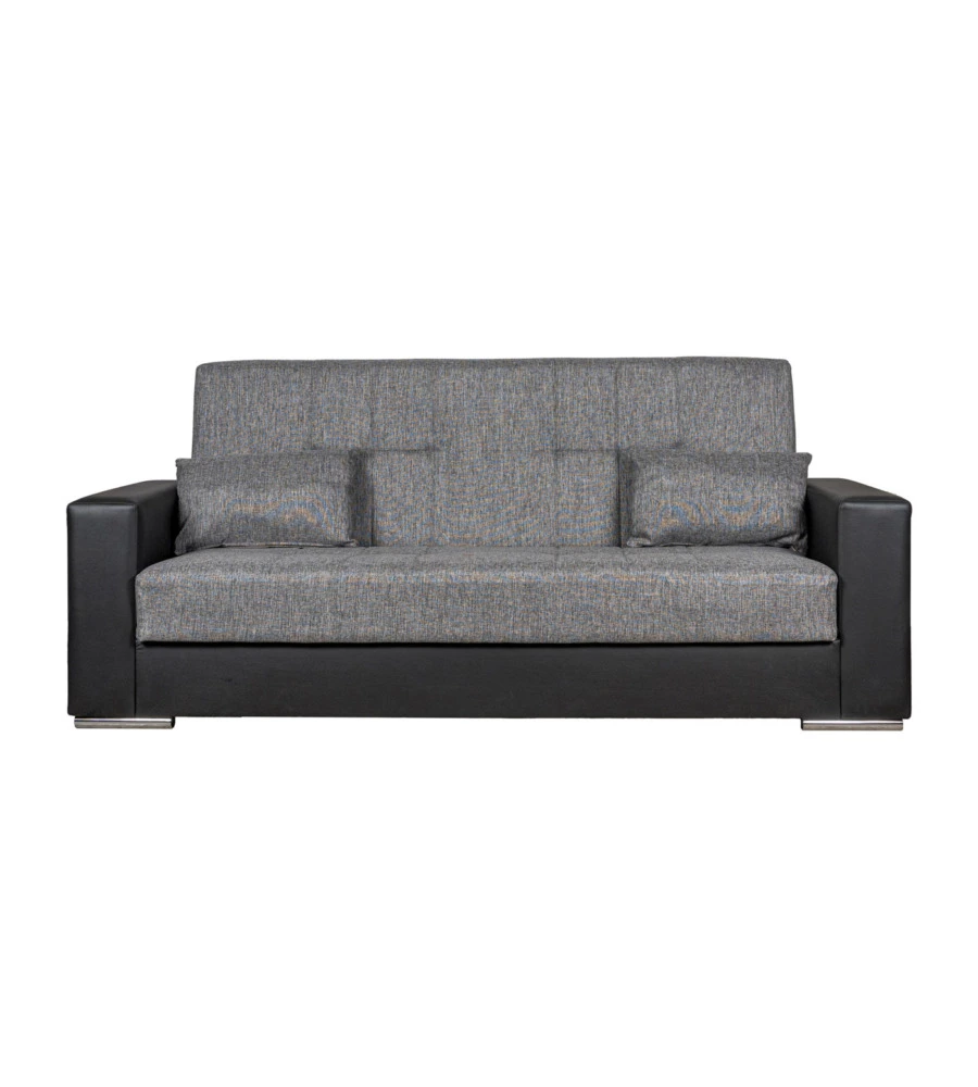 DIVANO LETTO "PADOVA" 3 POSTI NERO E GRIGIO, 230X93X97 CM