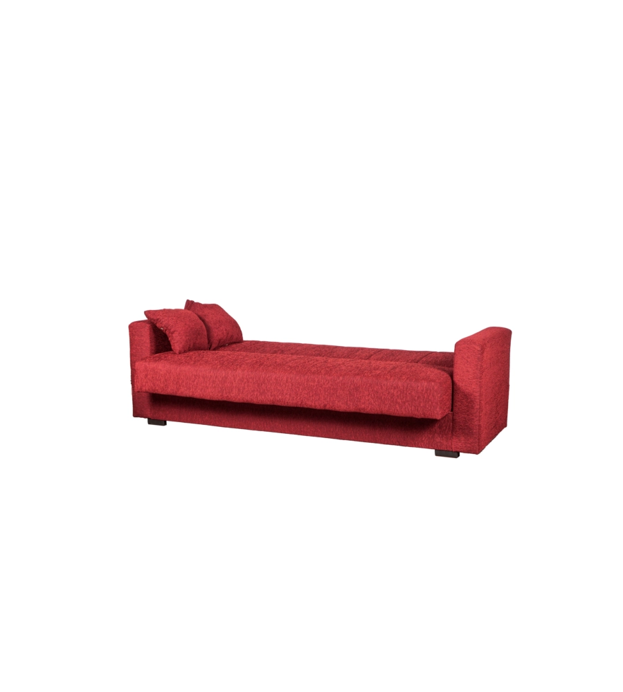 DIVANO LETTO "NORA" 3 POSTI IN TESSUTO ROSSO, 212X80X87 CM