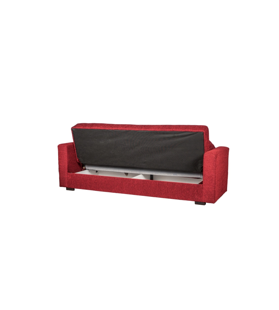 DIVANO LETTO "NORA" 3 POSTI IN TESSUTO ROSSO, 212X80X87 CM