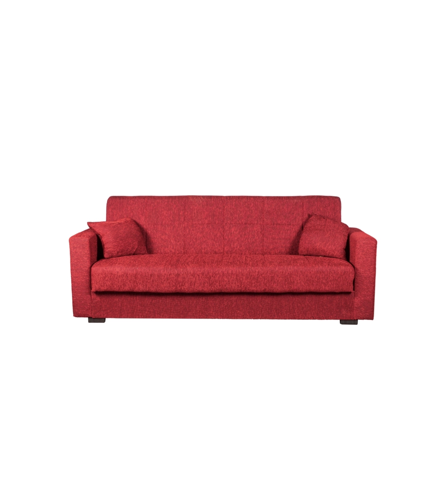 DIVANO LETTO "NORA" 3 POSTI IN TESSUTO ROSSO, 212X80X87 CM