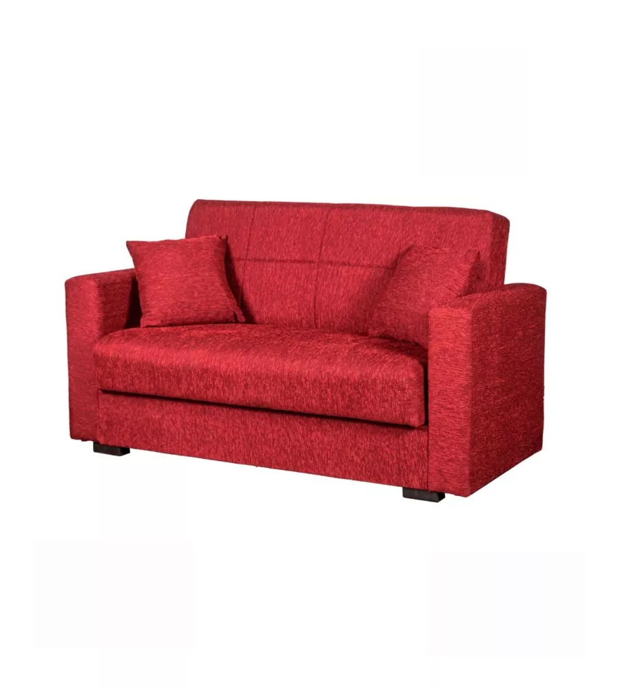 DIVANO LETTO "NORA" 2 POSTI IN TESSUTO ROSSO, 155X80X87 CM