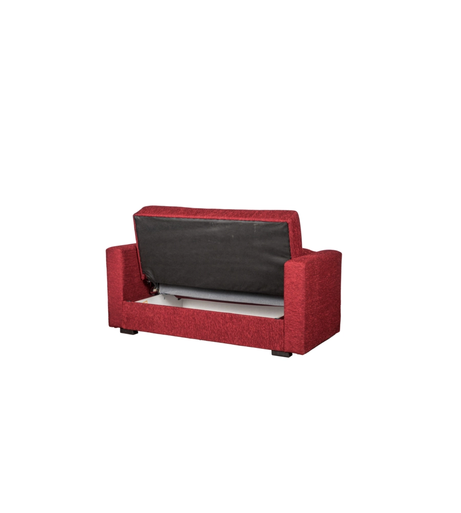 DIVANO LETTO "NORA" 2 POSTI IN TESSUTO ROSSO, 155X80X87 CM