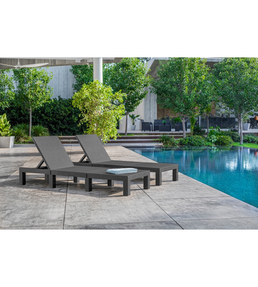 SET 2 PEZZI LETTINO PRENDISOLE "DAYTONA SUNLOUNGER" COLORE GRAFITE, 187,5X58X29 CM - KETER