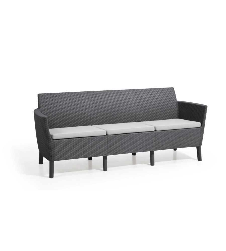 DIVANO DA ESTERNO A 3 POSTI "SALEMO LOUNGE" COLORE GRAFITE, 187X66,5X76 CM - KETER