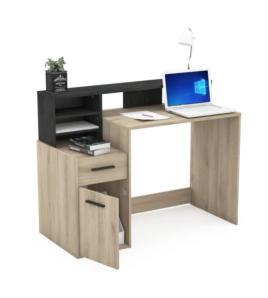 SCRIVANIA "DELPHI" LEGNO E NERO, 126,2X59,8X93,5 CM