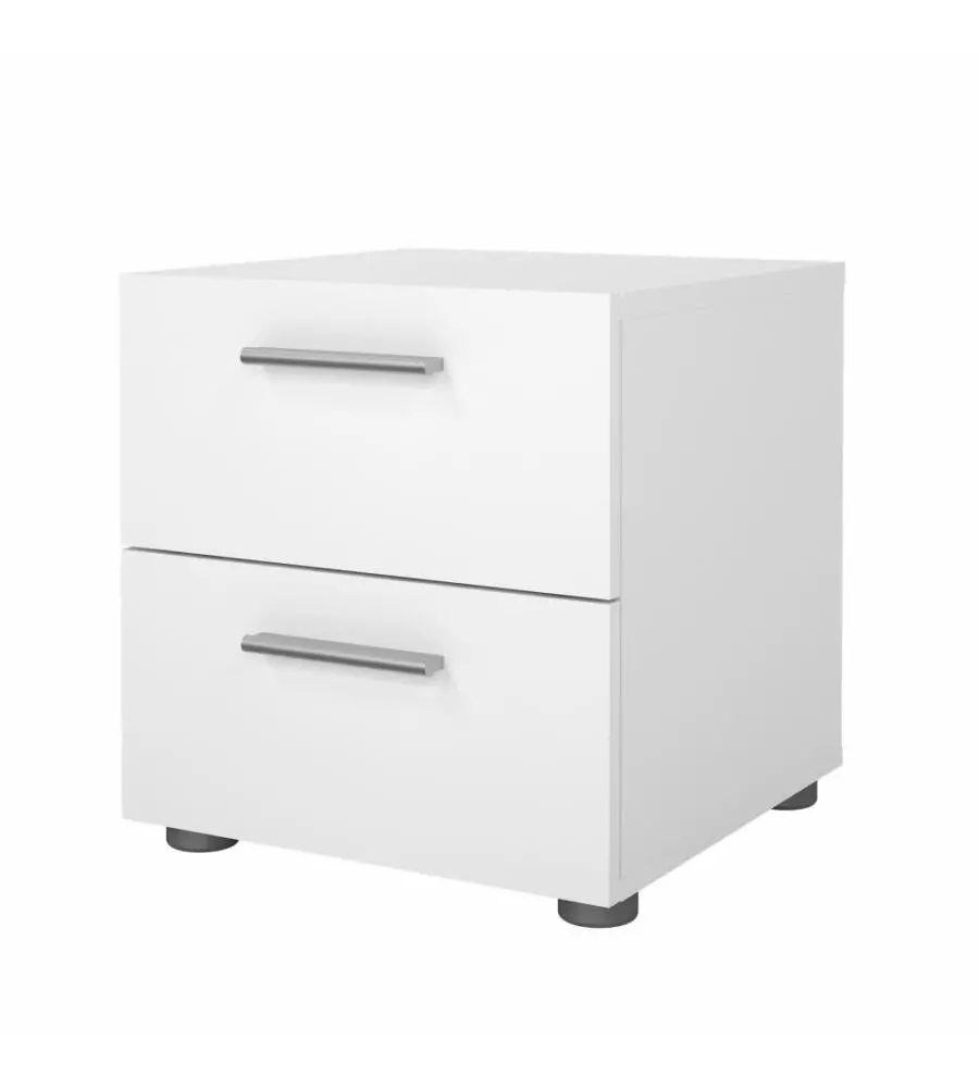 COMODINO 2 CASSETTI "PEPE" BIANCO 40X40,2X42,3 CM