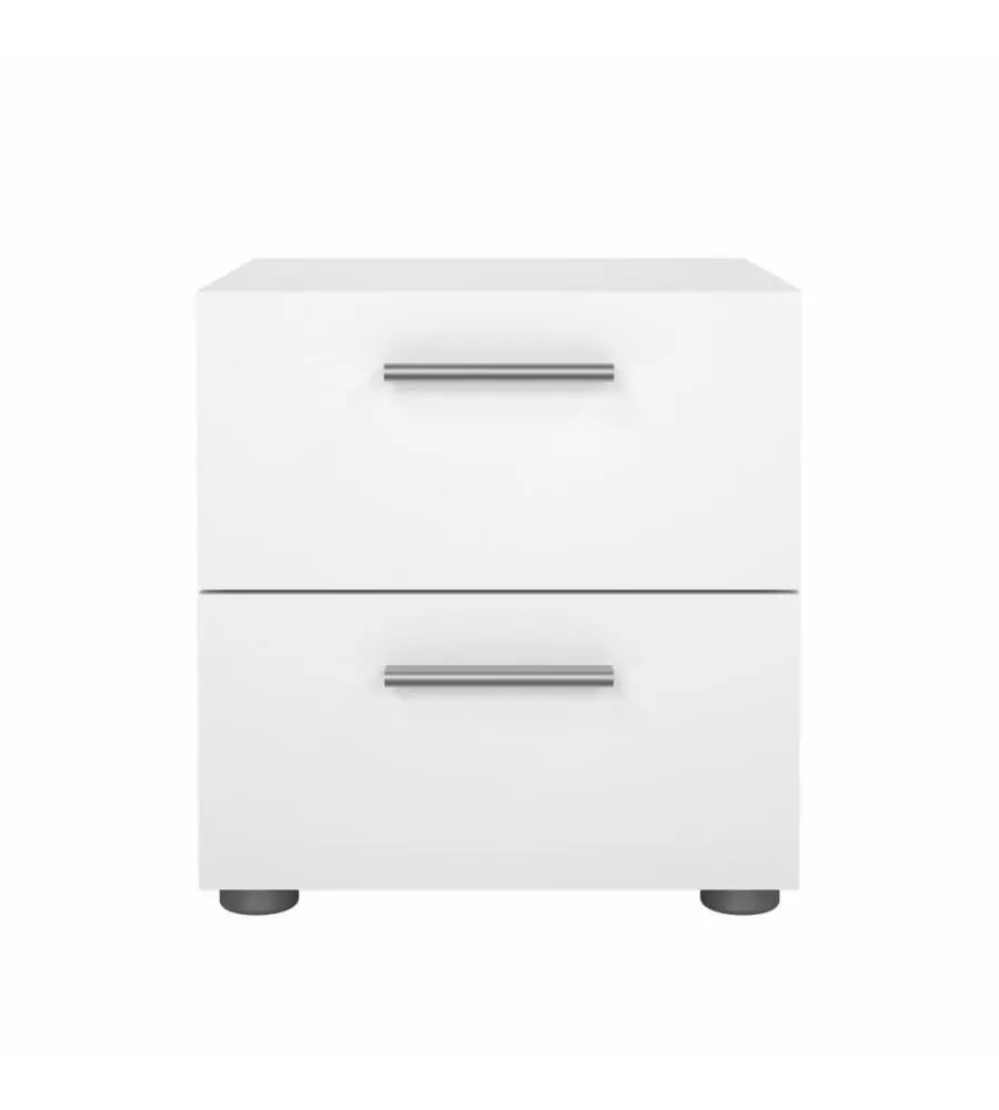 COMODINO 2 CASSETTI "PEPE" BIANCO 40X40,2X42,3 CM