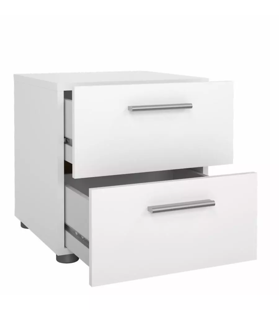 COMODINO 2 CASSETTI "PEPE" BIANCO 40X40,2X42,3 CM